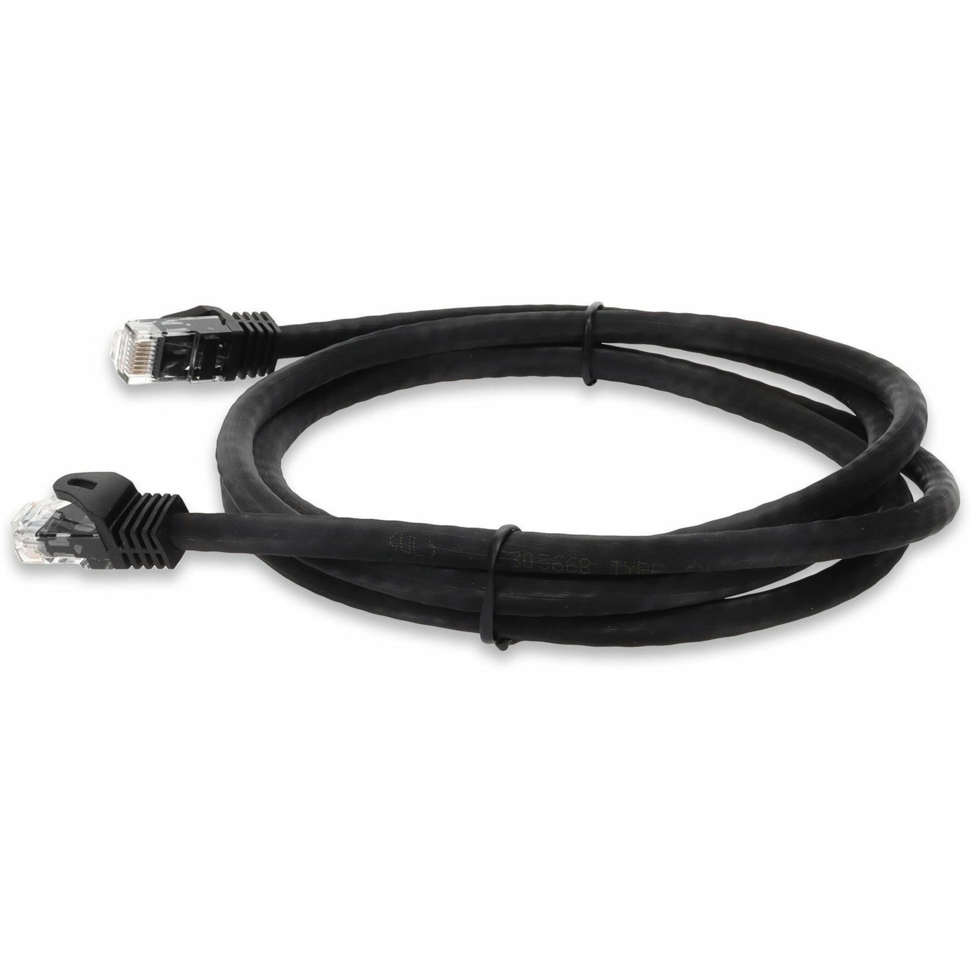 AddOn ADD-7FCAT6A-BK 7ft RJ-45 (Male) to RJ-45 (Male) Straight Black Cat6A UTP PVC Copper Patch Cable, Network Cable