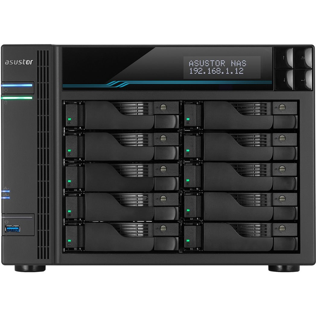 ASUSTOR AS6510T Lockerstor 10 SAN/NAS Storage System, 10-Bay, 8GB DDR4, 2.10 GHz Quad-core Atom Processor, 2.5/10 Gigabit Ethernet
