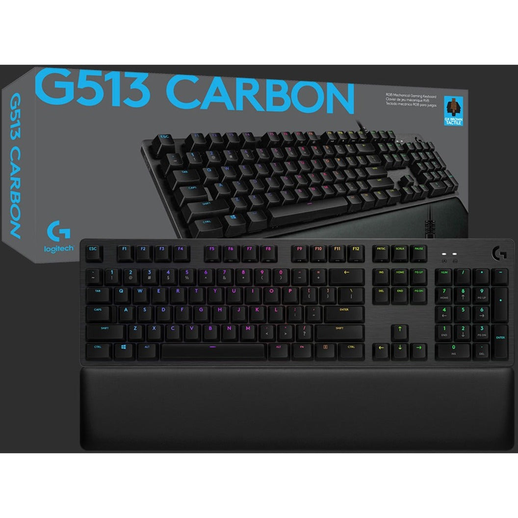 Logitech G513 Gaming Keyboard, RGB Mechanical Lightsync, Tactile Brown  Switches, Memory Foam Palm Rest, USB Windows Compatible, Carbon
