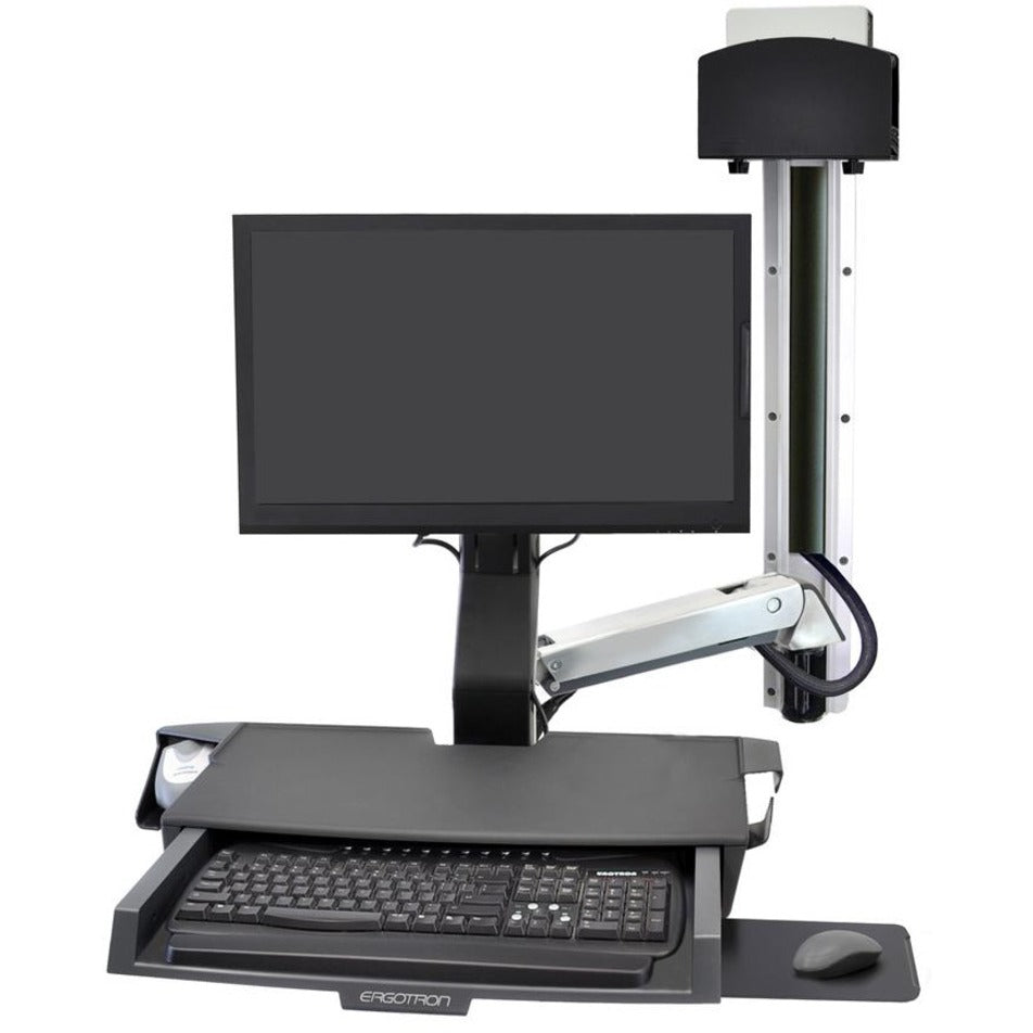 Ergotron 45-594-026 StyleView Wall Mount for Keyboard, Monitor, Bar Code Scanner, Mouse, CPU, Wrist Rest - Polished Aluminum