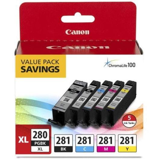Canon 2021C007 PGI-280 XL / CLI-281 5 Color Pack, Ink Cartridge