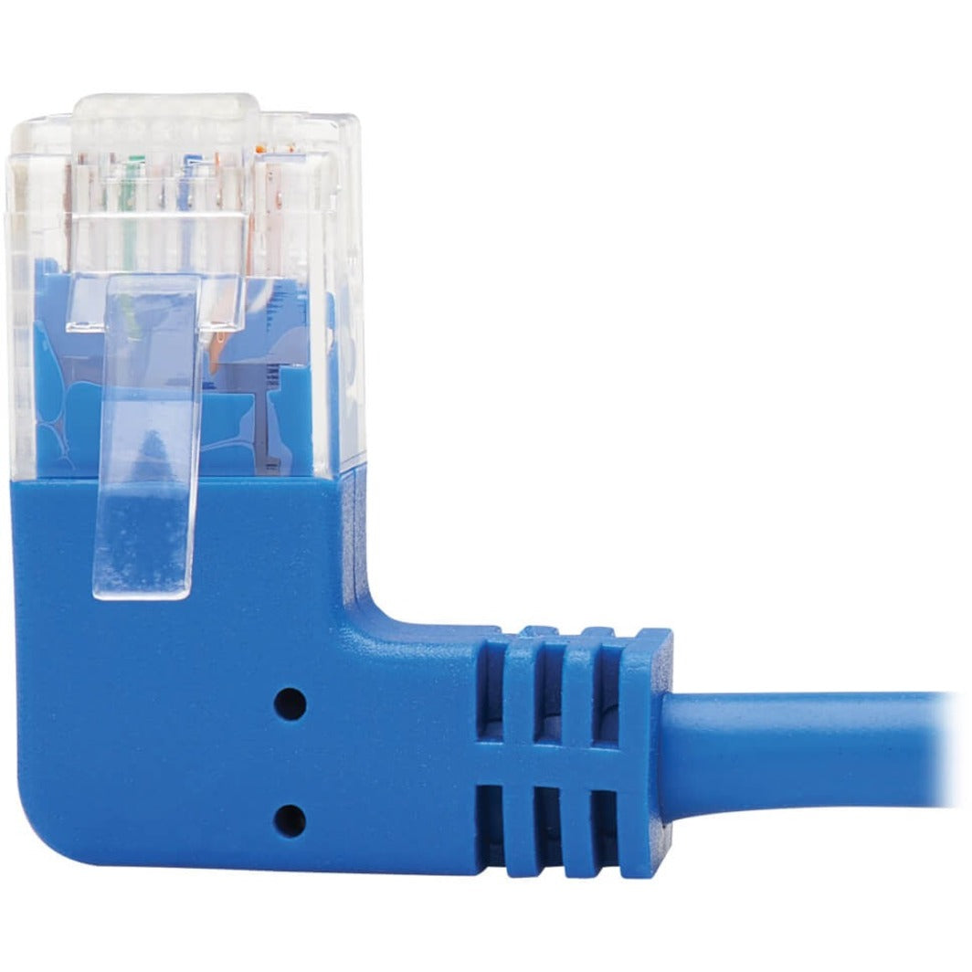 Tripp Lite N204-S01-BL-LA Cat.6 UTP Patch Network Cable, 1 ft, Molded, Left-angled Connector, 90° Angled Connector, Blue
