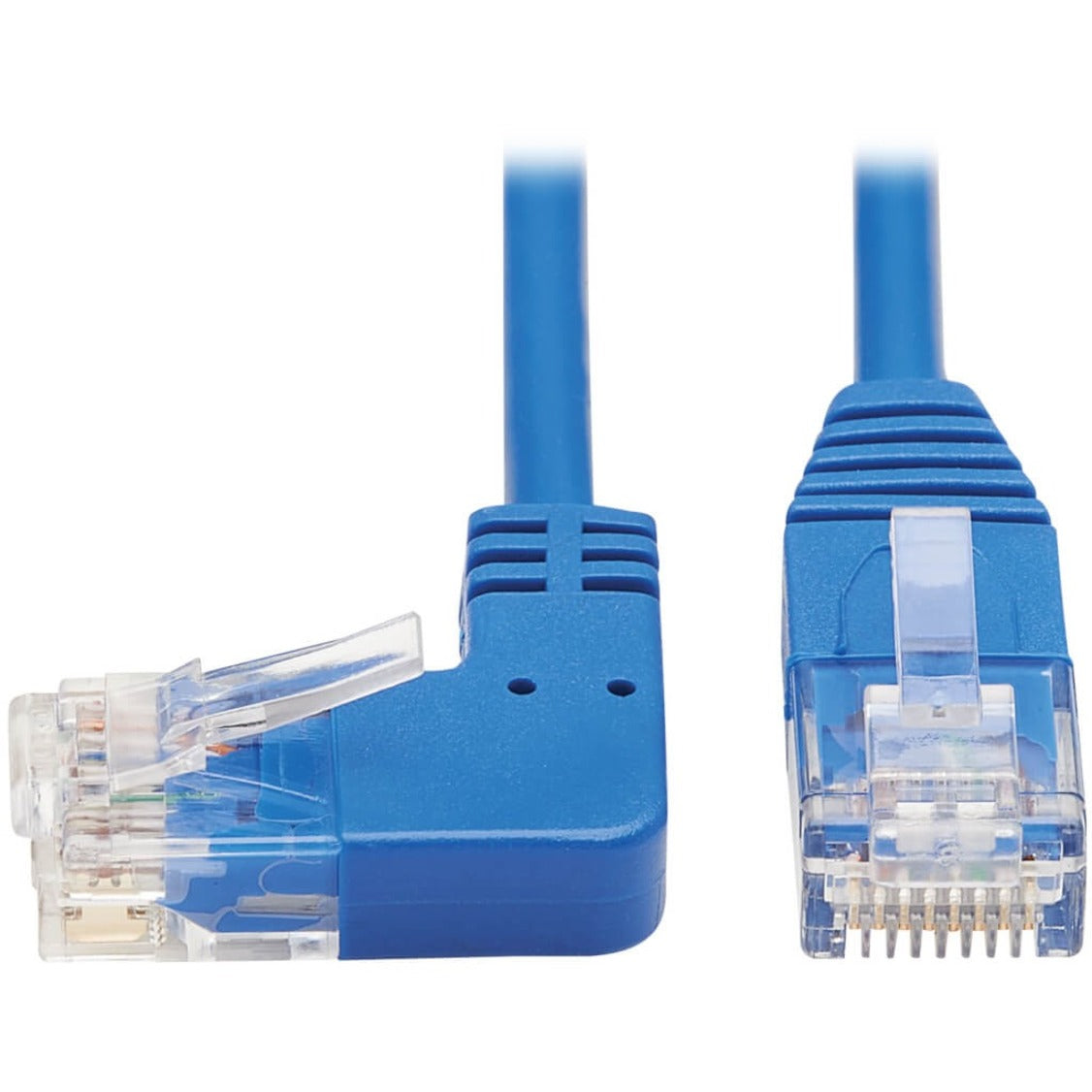 Tripp Lite N204-S01-BL-LA Cat.6 UTP Patch Network Cable, 1 ft, Molded, Left-angled Connector, 90° Angled Connector, Blue