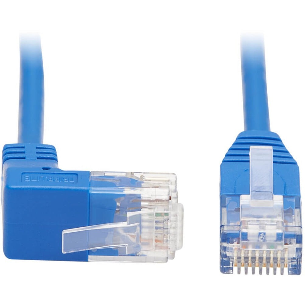 Tripp Lite N204-S01-BL-UP Cat.6 UTP Patch Network Cable, 1 ft, Molded, Stranded, Right-angled Connector, 90° Angled Connector, Up-angled Connector, Bend Resistant, Stress Resistant