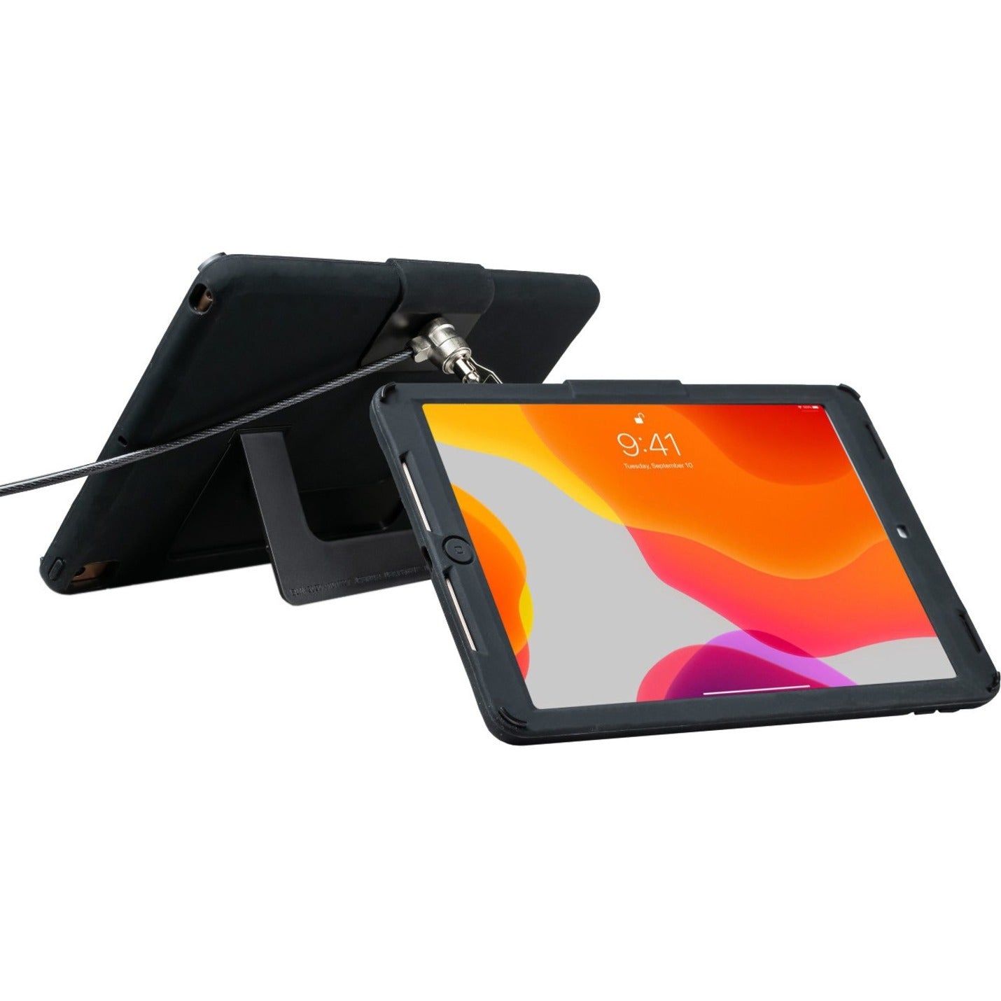 CTA Digital PAD-SCKT10 Security Case with Kickstand and Anti-Theft Cable, Compatible with iPad 10.2" 7th/ 8th/ 9th Gen, TAA Compliant