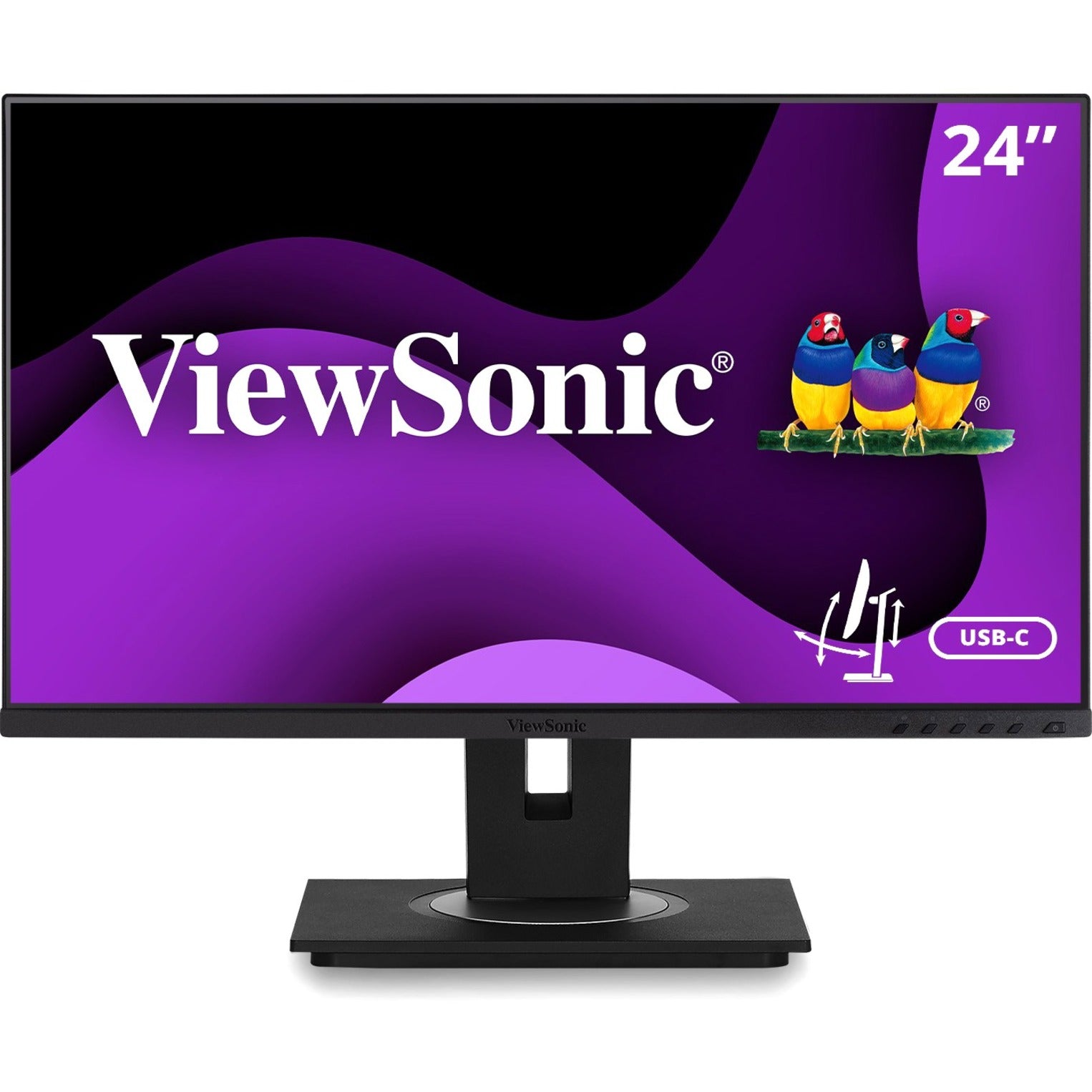 ViewSonic VG2456 24" USB-C Docking Monitor, Built-In Ethernet, Advanced Ergonomics