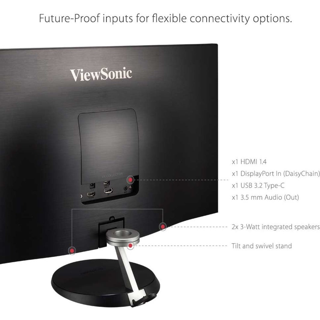 ViewSonic VX2785-2K-MHDU 27" Slim Profile USB-C Quad HD Monitor, 2560 x 1440 Resolution, FreeSync