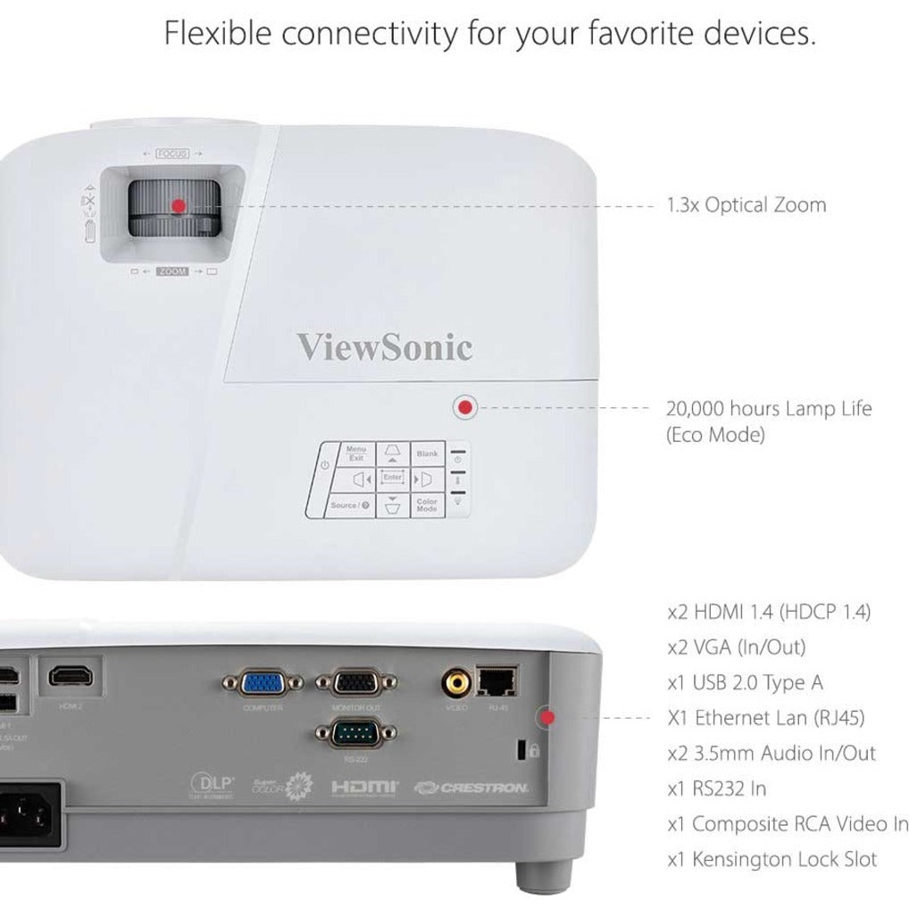 ViewSonic PG707X XGA 1024x768 DLP Projector 4000 Lumen, 5.29 lbs net.