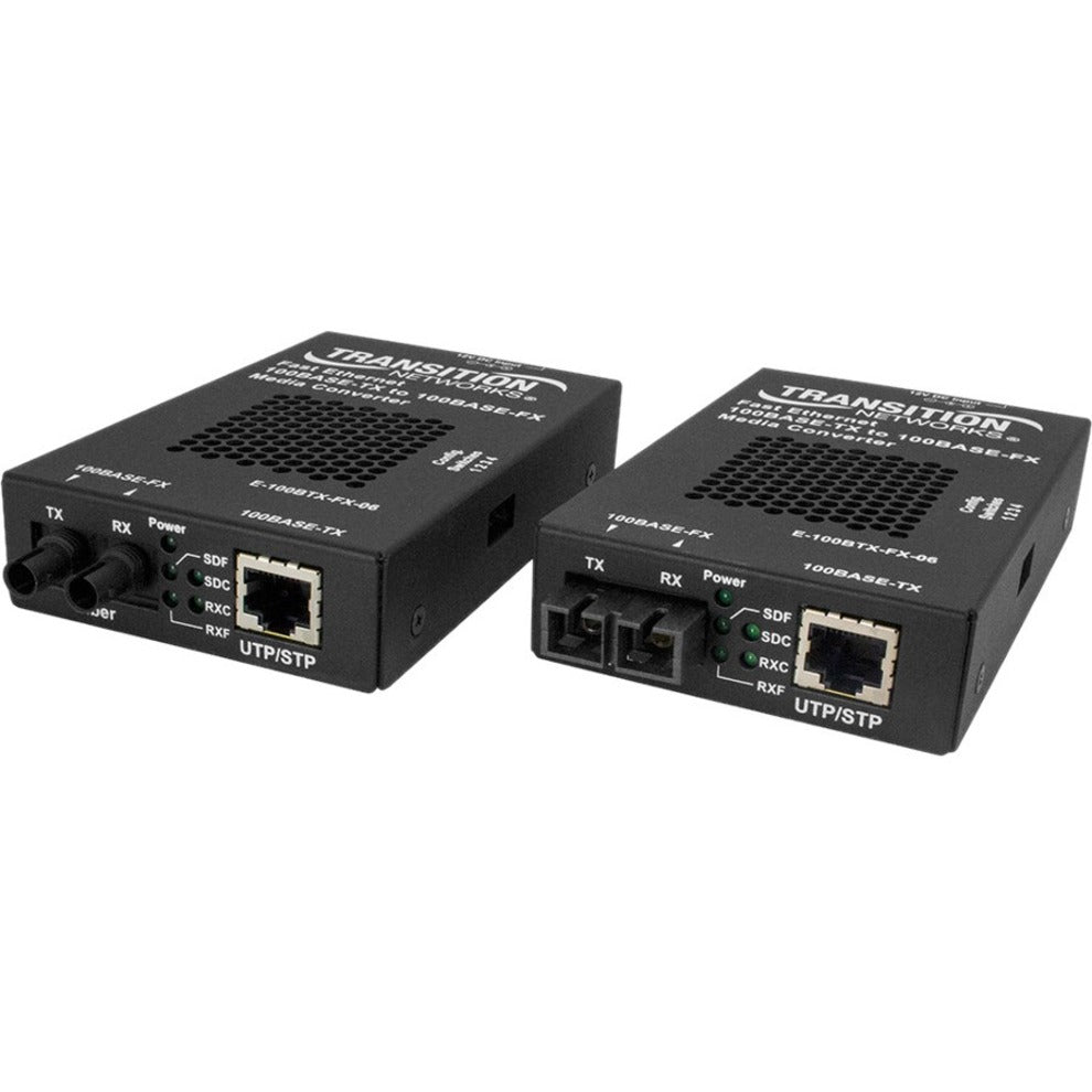 Transition Networks E-100BTX-FX-06(LC)-NA Stand-alone Fast Ethernet Media Converter 100Base-TX to 100Base-FX, Multi-mode, 1.24 Mile Maximum Distance Supported