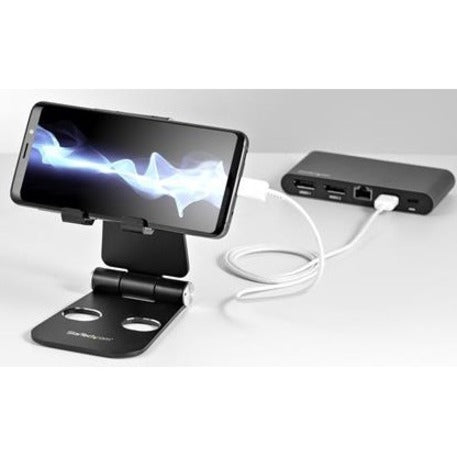 StarTech.com USPTLSTNDB Universal Smartphone and Tablet Stand - Multi Angle - Foldable, Adjustable Aluminum Stand for iPad, Smartphone, Tablet
