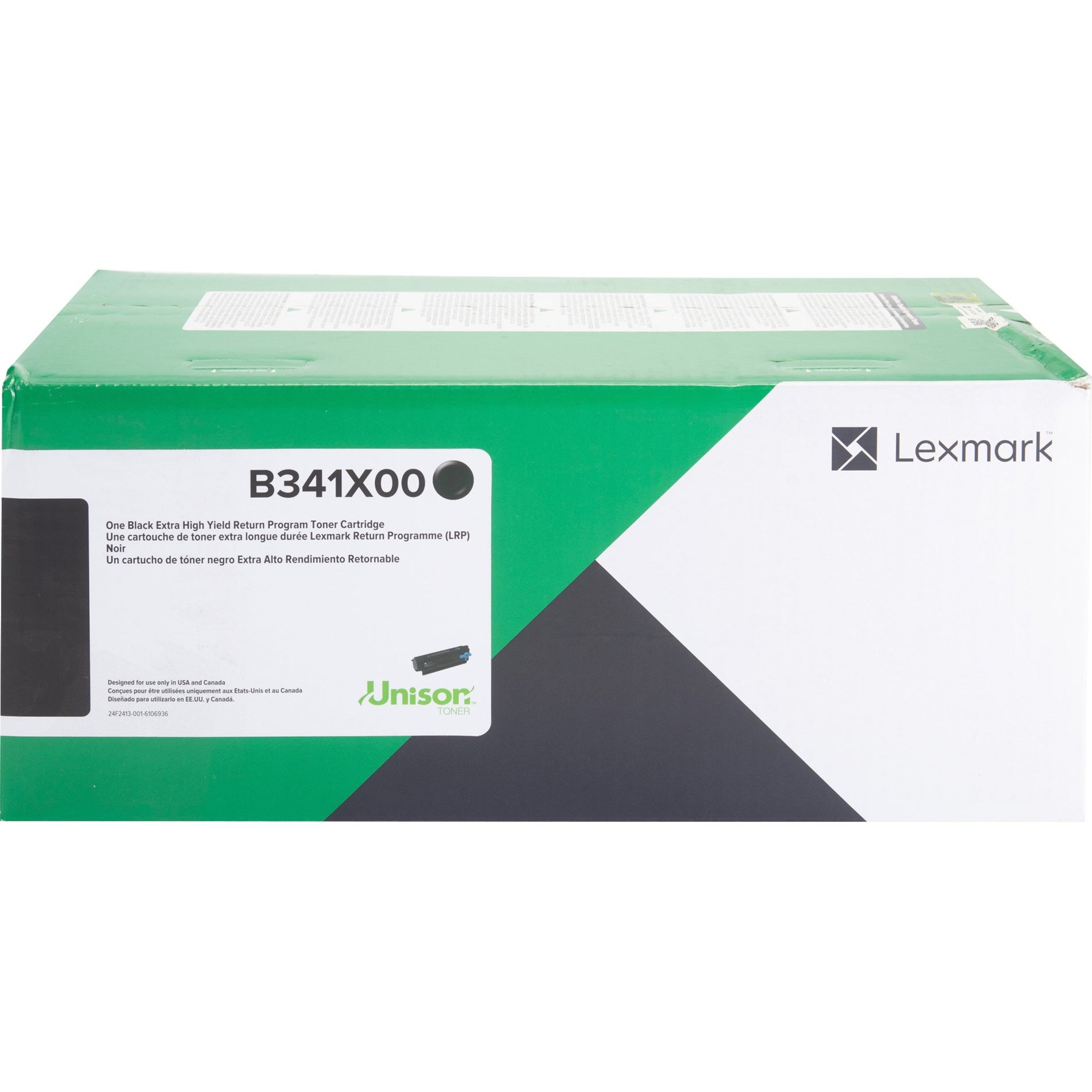 Lexmark B341X00 Extra High Yield Return Program Toner Cartridge, Black, 6000 Pages