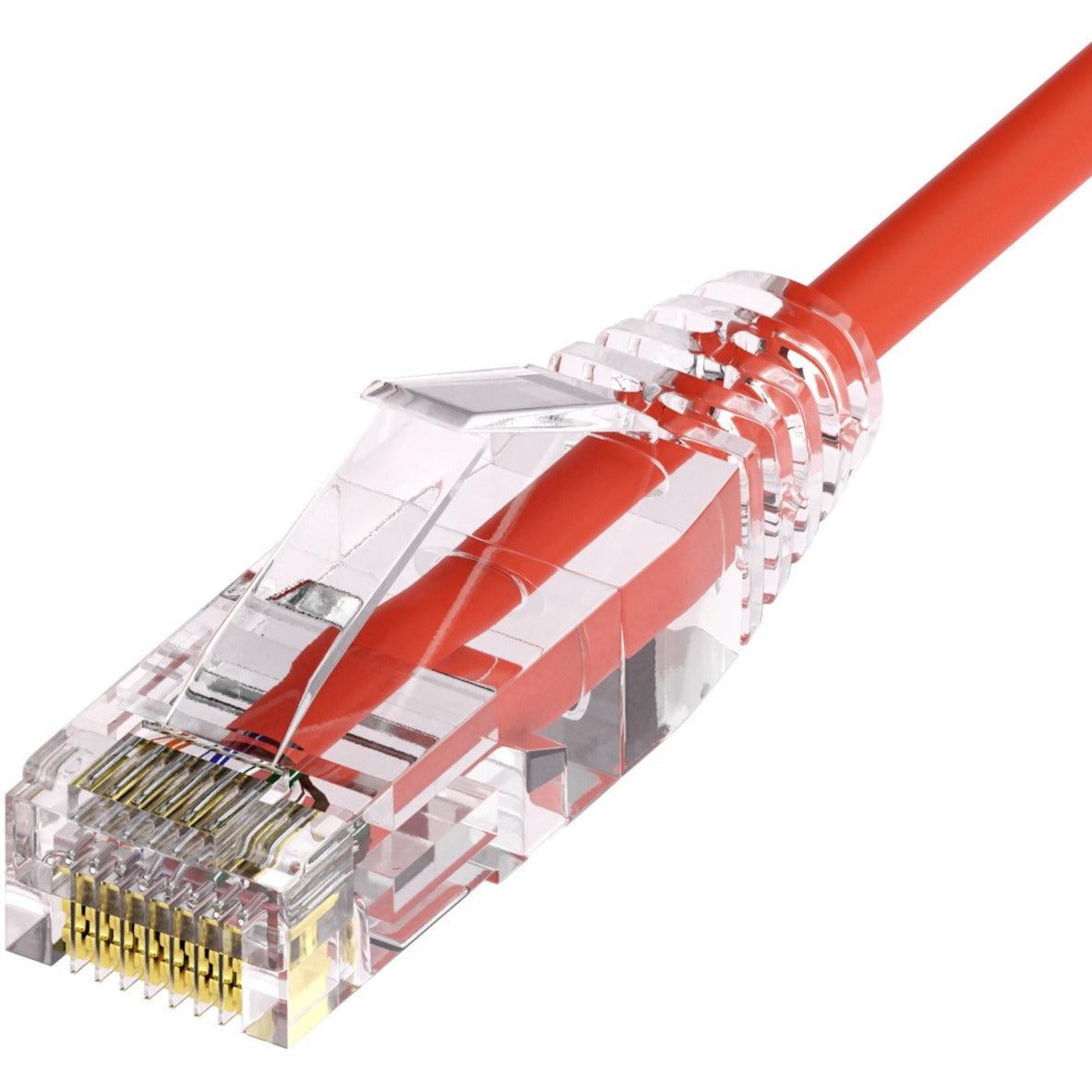 Unirise CS6A-01F-RED Clearfit Slim&trade; Cat6A 28AWG Patch Cable, Snagless, Red, 1ft, Network Cable