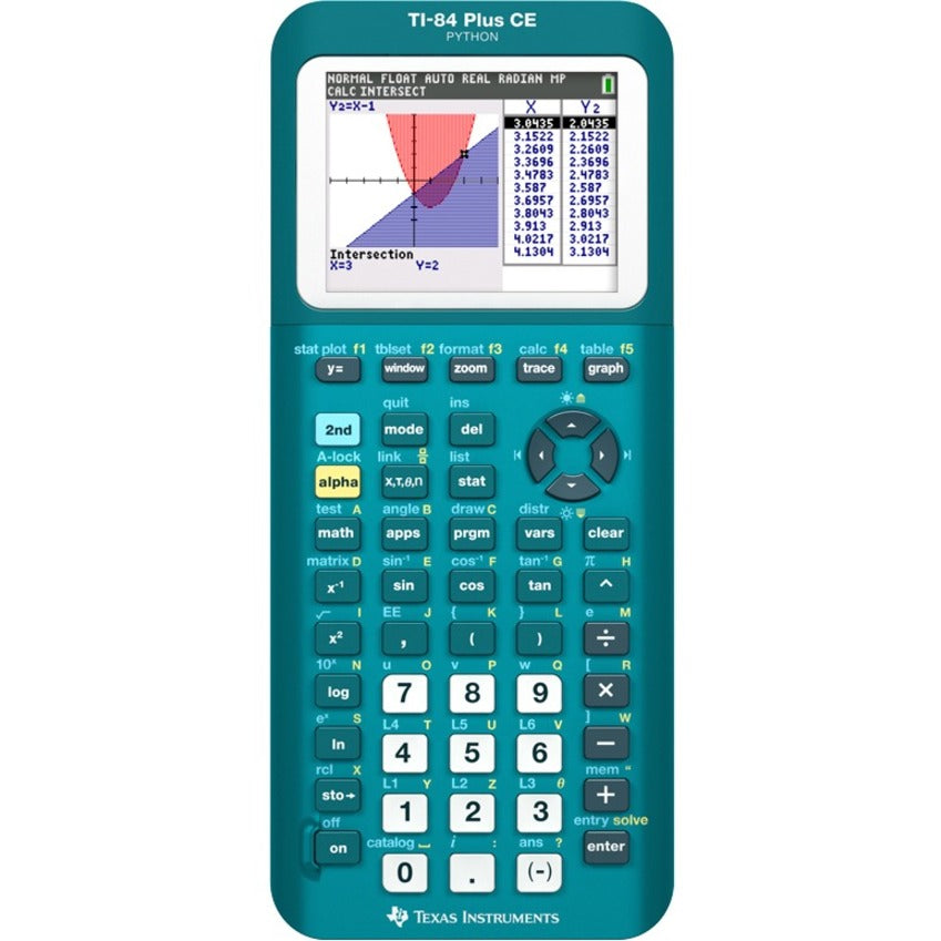 Texas Instruments 84PLCE/TBL/1L1/AX TI-84 Plus CE Graphing Calculator, Full-Color Backlit Display, Rechargeable Battery