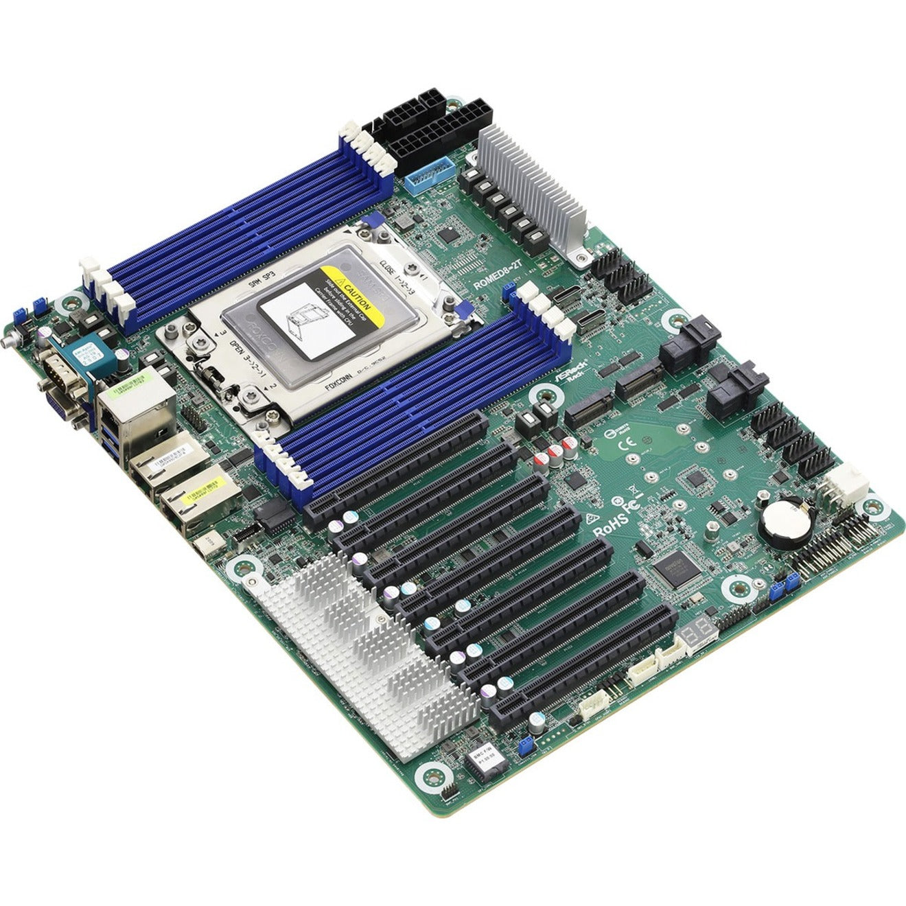 ASRock ROMED8-2T Server Motherboard, AMD EPYC7002 7001 Socket SP3 LGA4094 PCIe ATX Retail