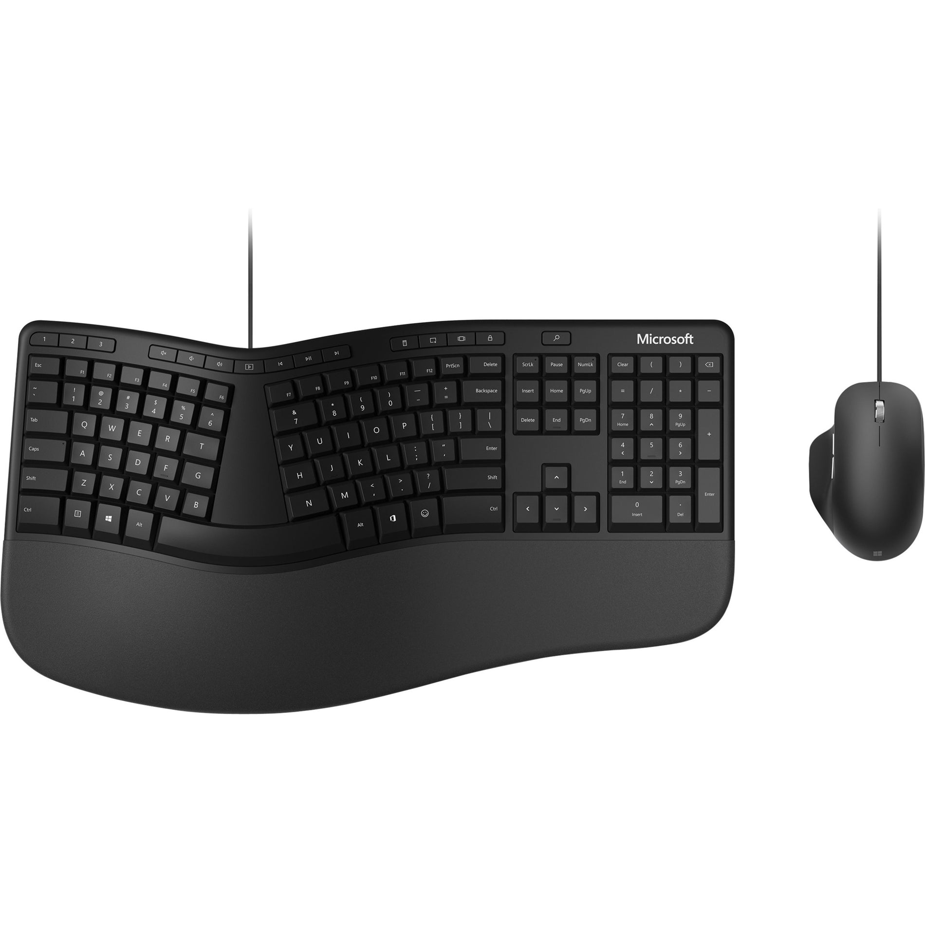 Microsoft RJU-00001 Keyboard & Mouse, Ergonomic Split Keyboard, Slim Design, LED Indicator