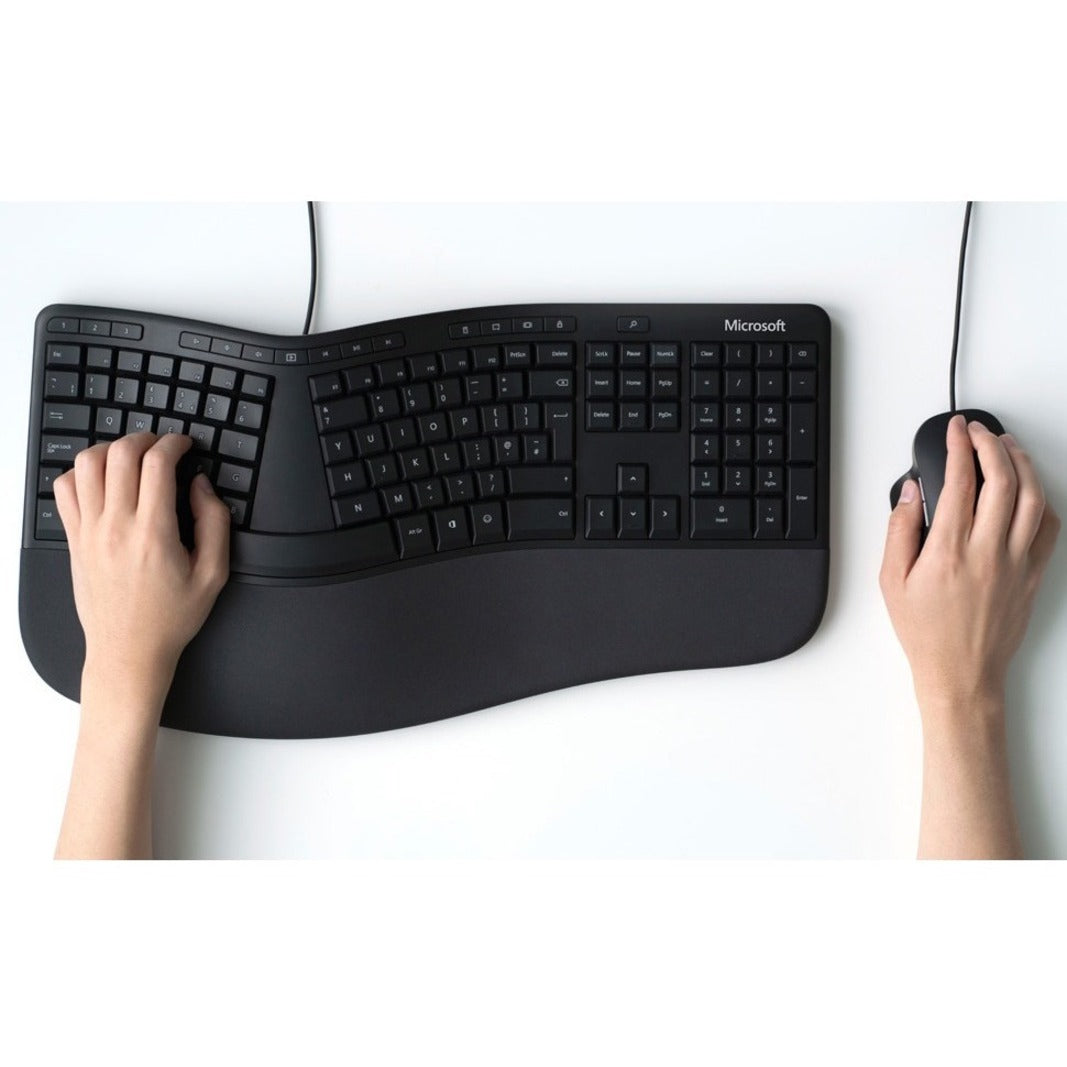 Microsoft RJU-00001 Keyboard & Mouse, Ergonomic Split Keyboard, Slim Design, LED Indicator