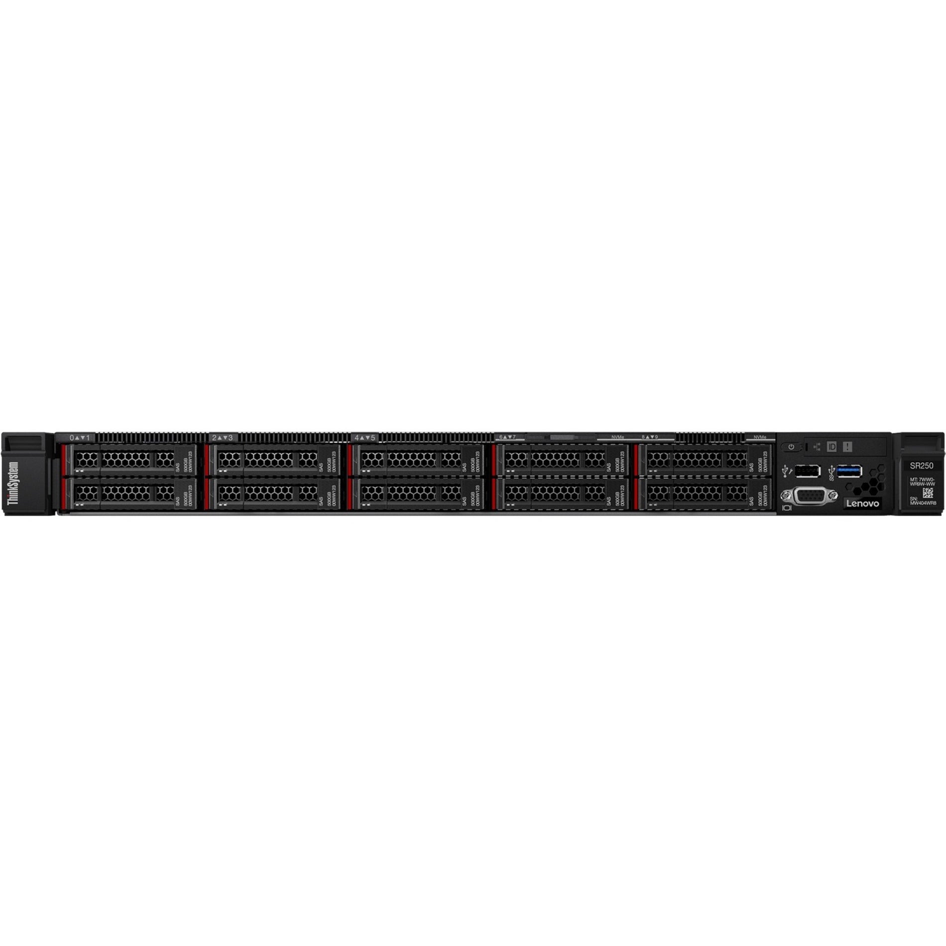 Lenovo 7Y51A04RNA ThinkSystem SR250 E-2236 8GB Server, Hexa-core, 3.40 GHz, 1U Rack, 128 GB Memory Supported