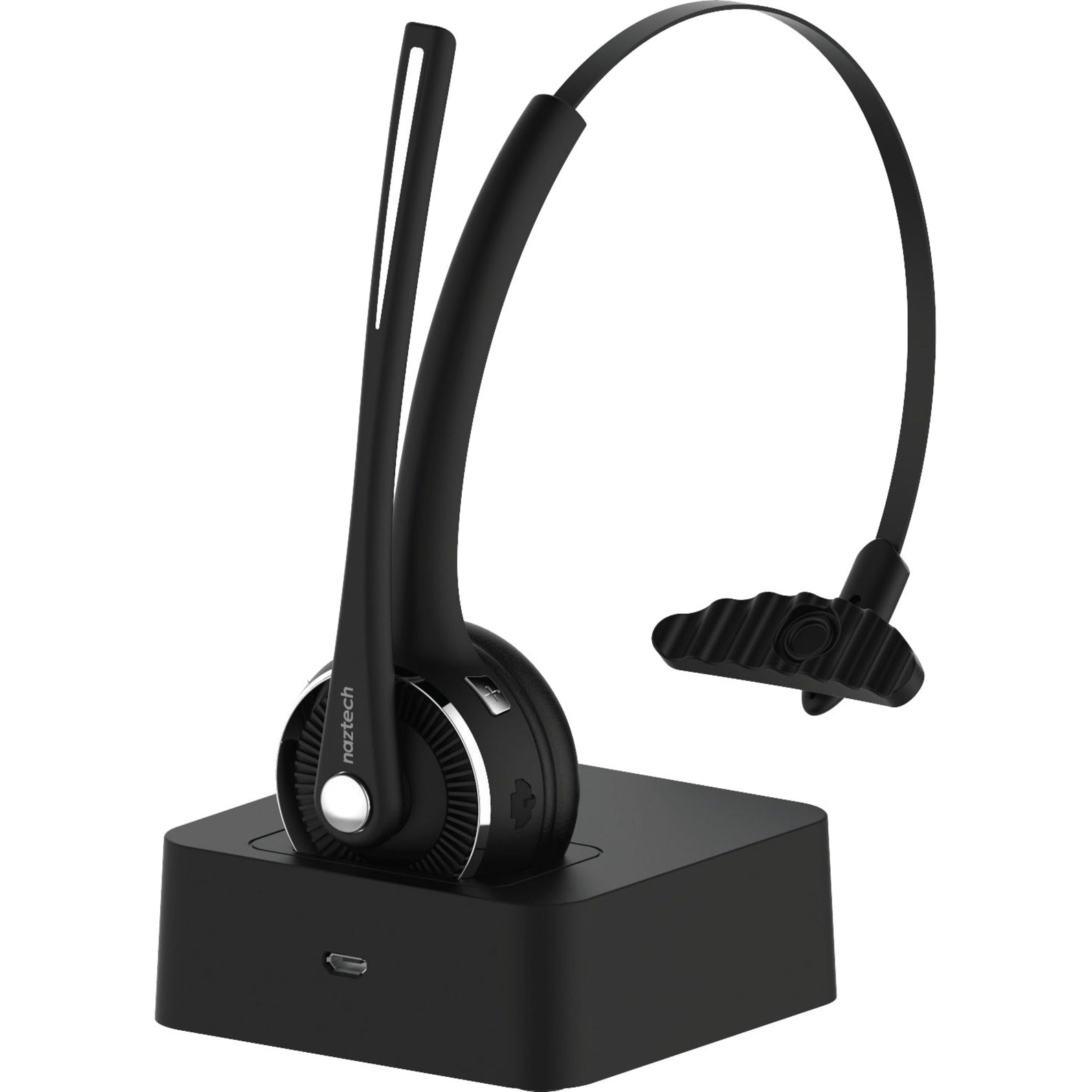 Naztech 15183 N980 BT Wireless Headset with Base - Black, Stereo Sound, Noise Cancelling Microphone, 2 Year Warranty