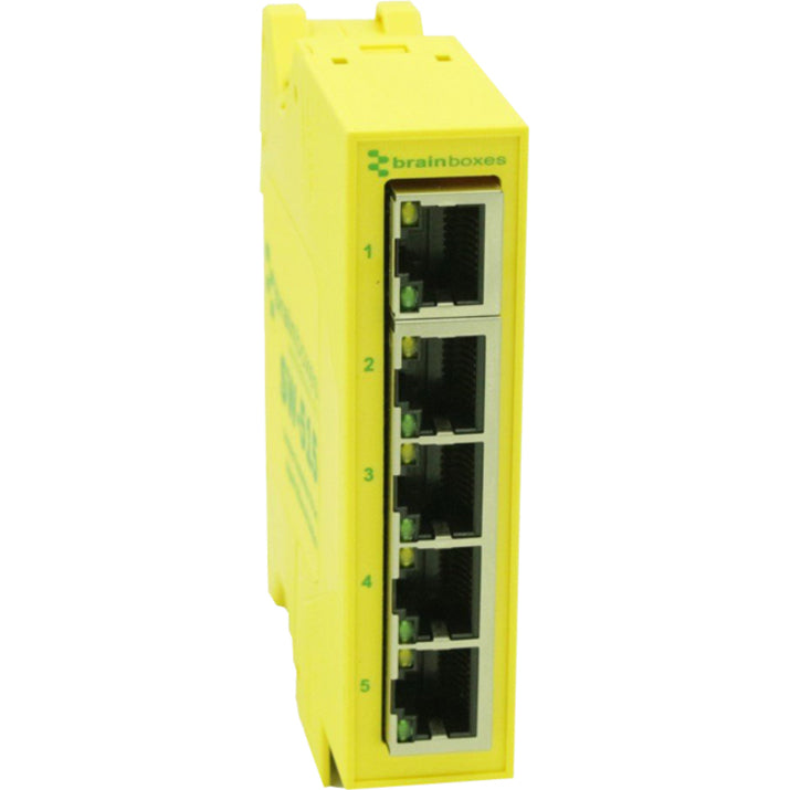 Brainboxes SW-515 Compact Industrial 5 Port Gigabit Ethernet Switch, DIN Rail Mountable