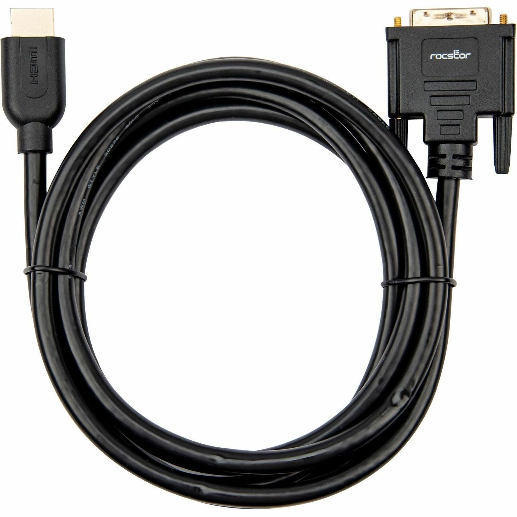 Rocstor Y10C263-B1 Premium HDMI to DVI-D Digital Video Cable, 6 ft, Gold-Plated Connectors, 1920 x 1200 Supported Resolution