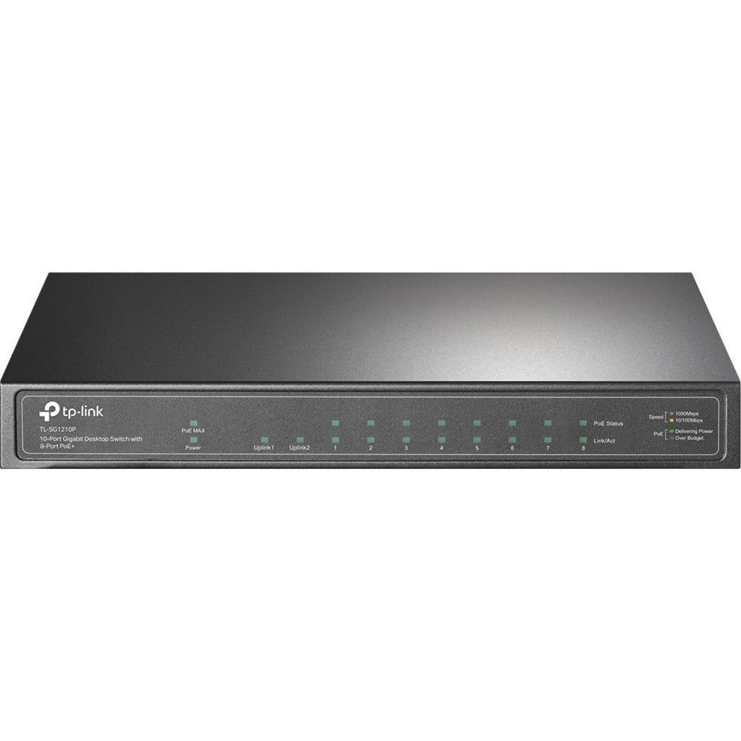 TP-Link TL-SG1210P 10-Port Gigabit Desktop Switch with 8-Port PoE+, Easy Setup and Reliable Network Connectivity