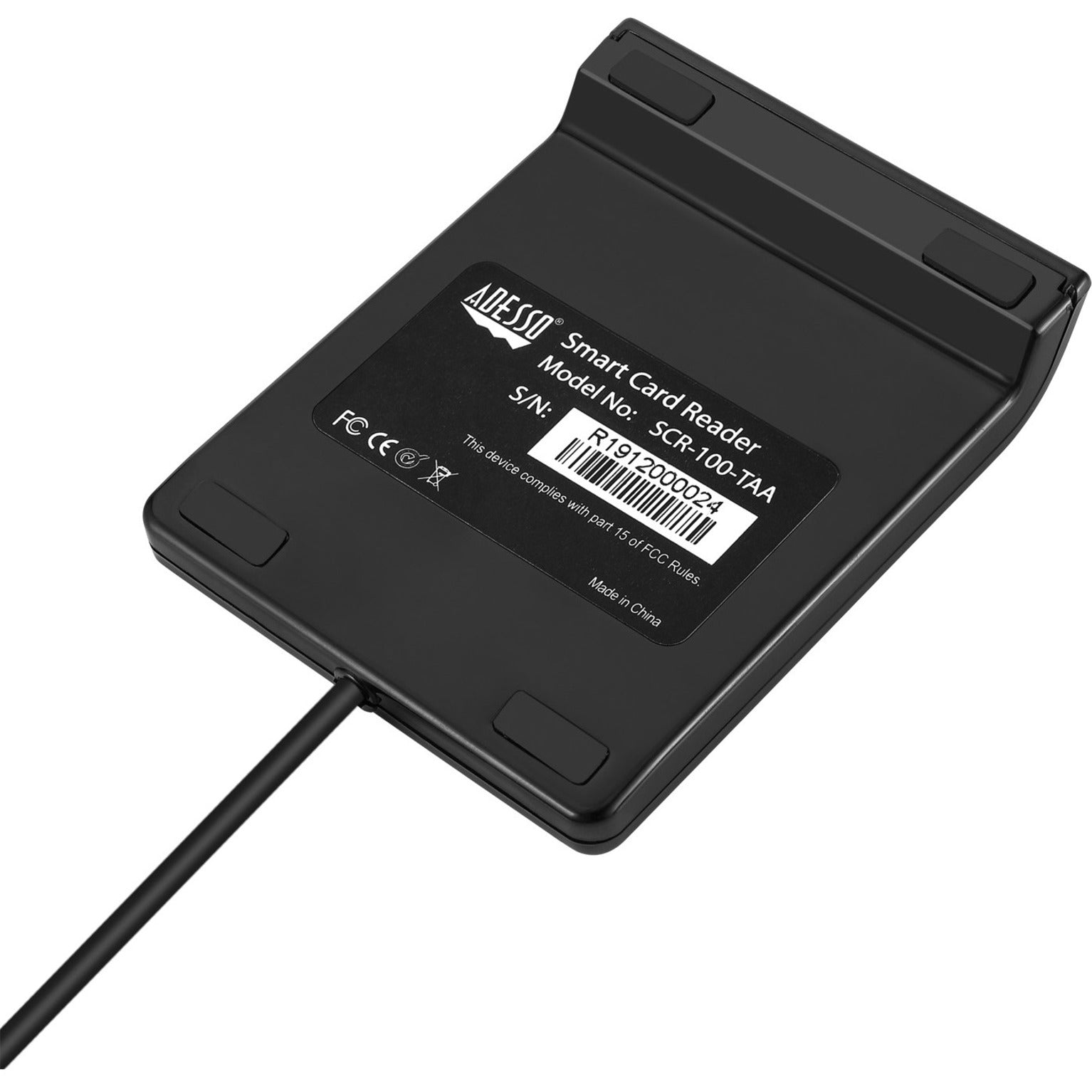 Adesso SCR-100-TAA SCR-100 Smart Card Reader, USB 2.0, Lifetime Warranty, RoHS Certified