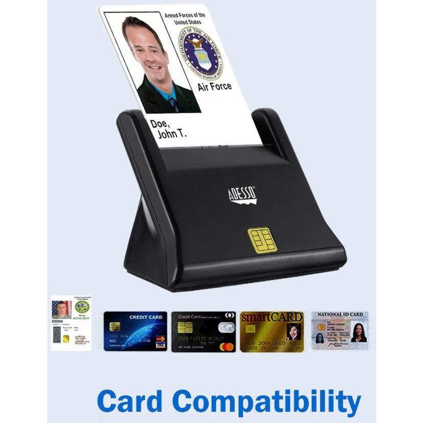 Adesso SCR-300 Desktop Smart Card Reader, EMV 4.0 Level 1 and PBOC2.0 Level 1 Certified, USB 2.0, RoHS Certified