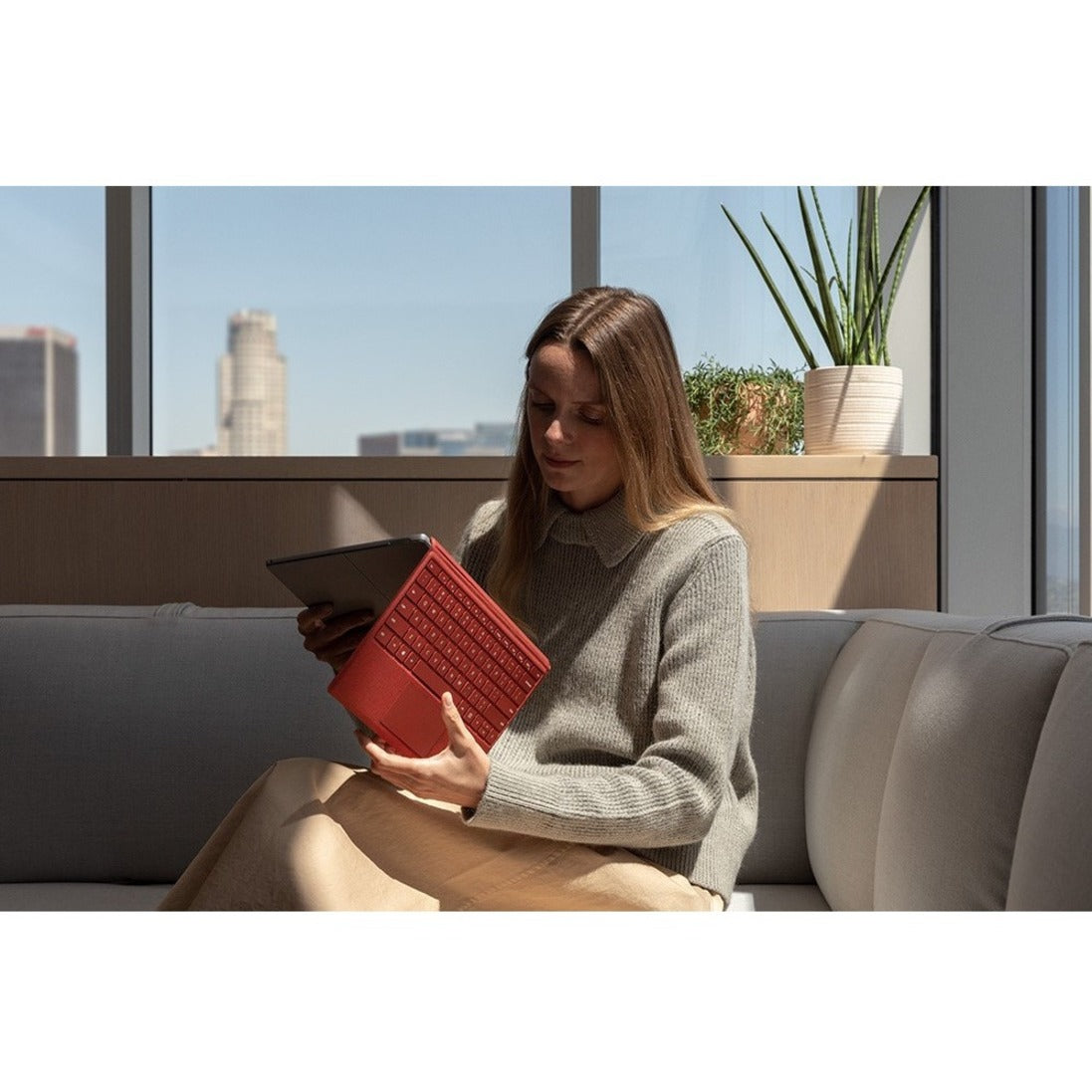 Microsoft KCT-00061 Surface Go Type Cover - English, Poppy Red Alcantara Keyboard/Cover Case