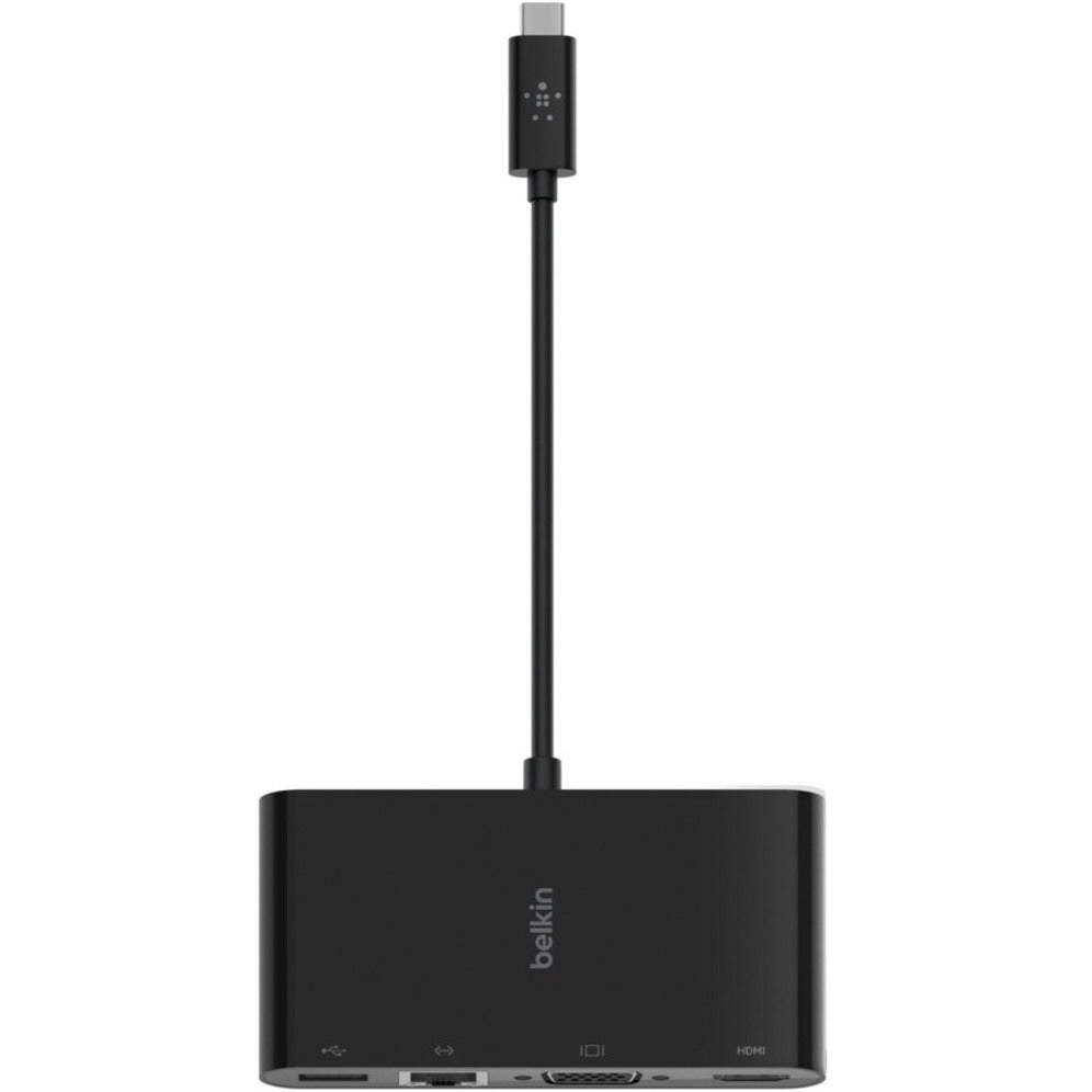 Belkin AVC005BK-BL USB-C Multimedia Adapter, USB-C to HDMI, USB A 3.0, VGA, Ethernet, up to 100W Power Delivery, up 4k Resolution