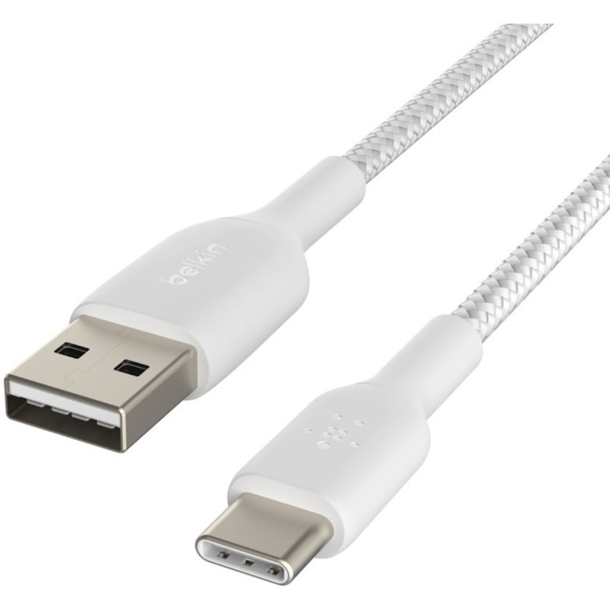 Belkin CAB002BT1MWH BOOST&uarr;CHARGE Braided USB-C to USB-A Cable, 3.28 ft, Charging