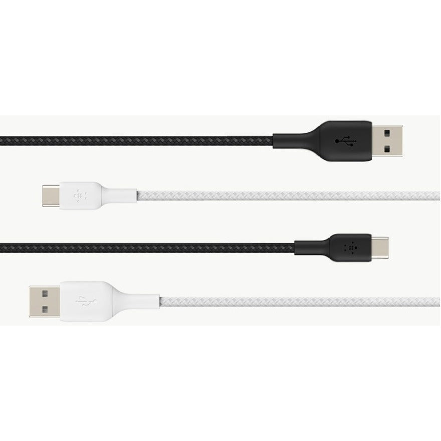 Belkin CAB002BT1MWH BOOST&uarr;CHARGE Braided USB-C to USB-A Cable, 3.28 ft, Charging