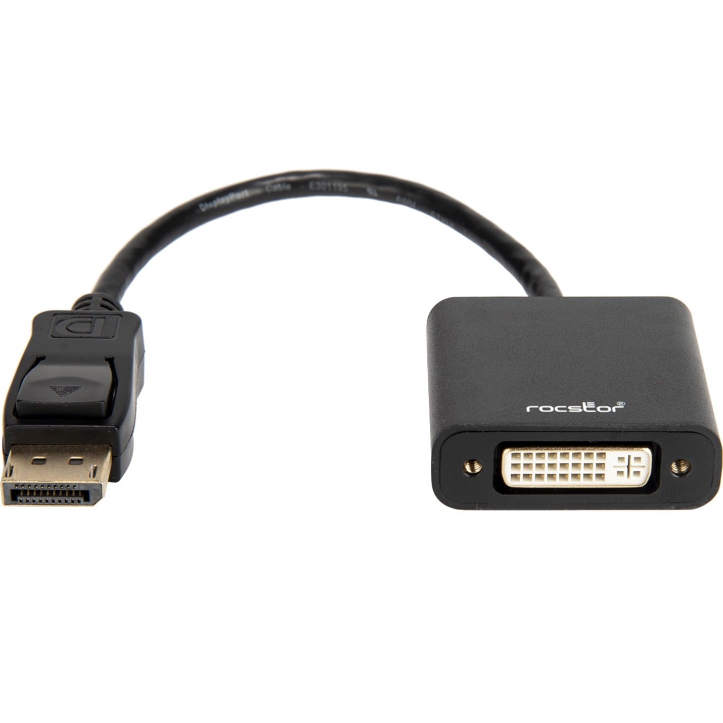 Rocstor Y10A230-B1 DisplayPort to DVI Active Adapter, Video Cable, 8", 3840 x 2160, Black