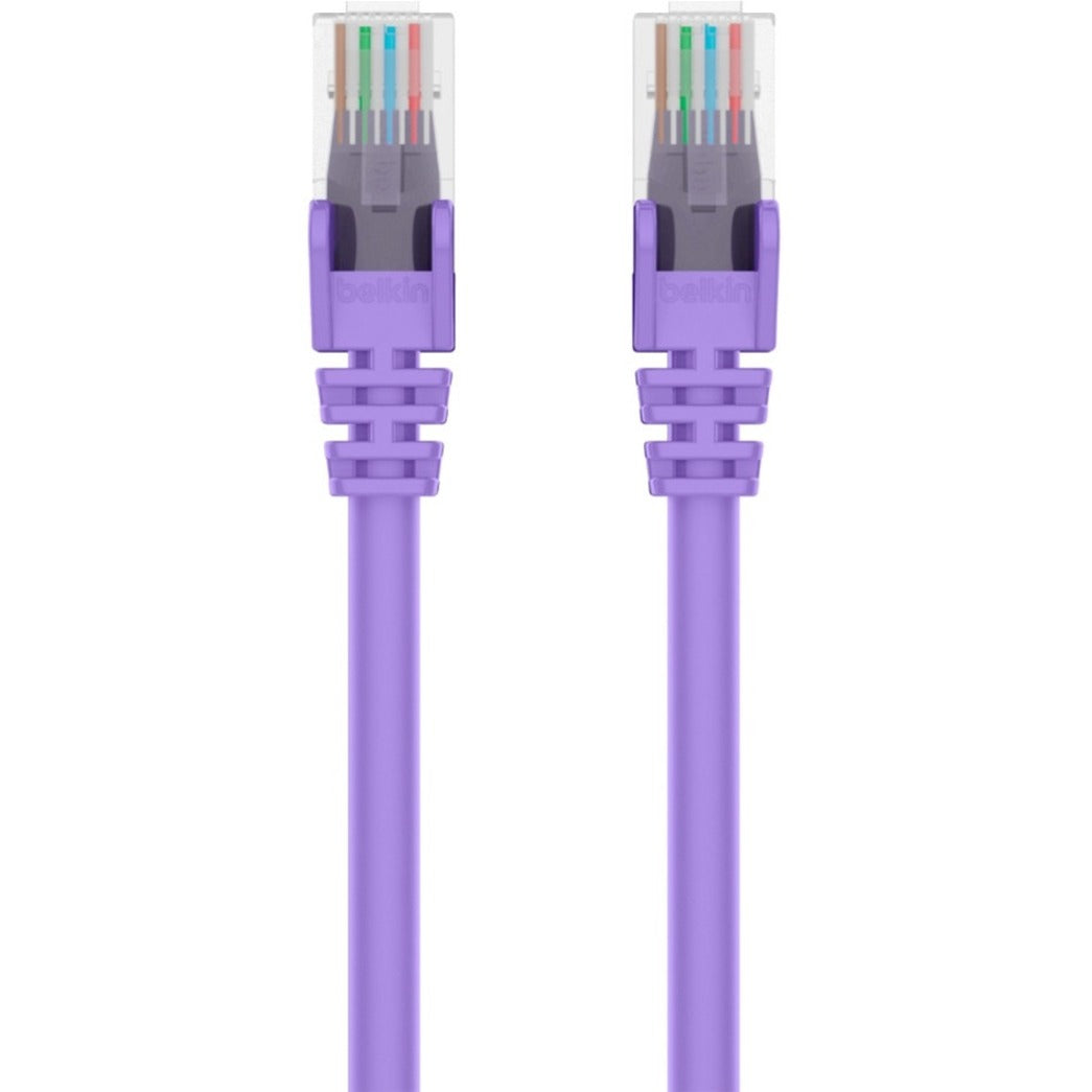 Belkin A3L980-12-PUR-S RJ45 Category 6 Snagless Patch Cable, 12 ft, 1 Gbit/s Data Transfer Rate, Purple