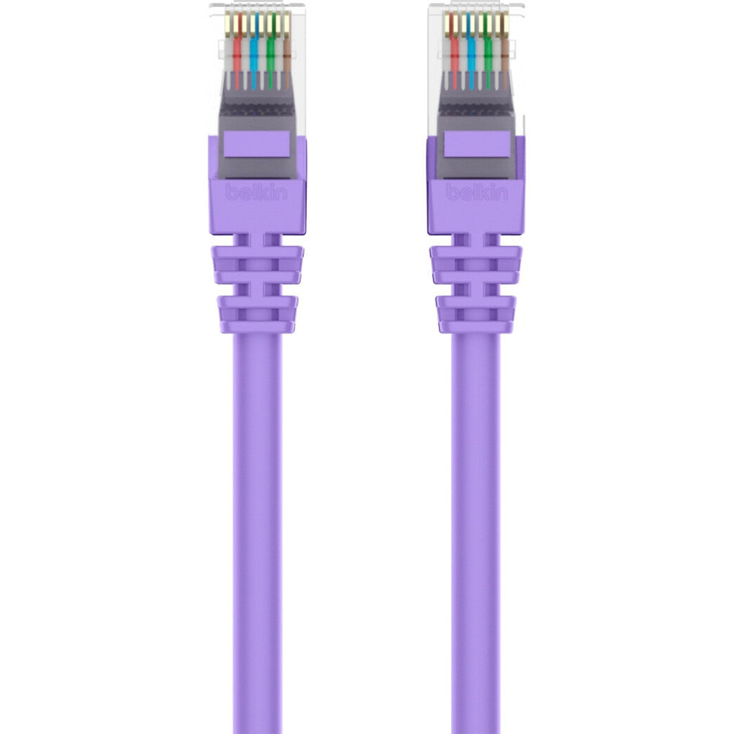Belkin A3L980-75-PUR-S RJ45 Category 6 Snagless Patch Cable, 75 ft, Purple, 1 Gbit/s Data Transfer Rate