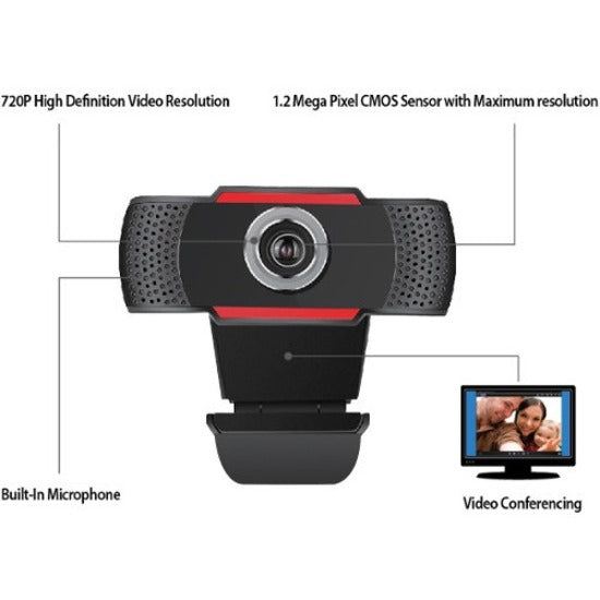 Adesso CYBERTRACKH3 720P HD USB Webcam with Integrated Microphone, Auto Focus, 30 fps