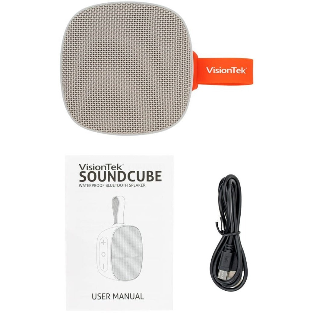 VisionTek 901323 Sound Cube Wireless Speaker - Gray, TrueWireless Stereo, Portable Bluetooth Speaker System