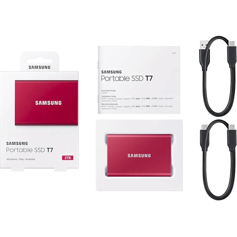Samsung 2TB T7 PORTABLE SSD RED PORTABLE EXTERNAL SSD (MU-PC2T0R/AM)