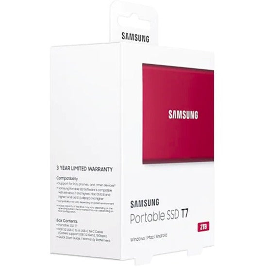 Samsung MU-PC2T0R/AM T7 Portable SSD 2TB USB 3.2 Red