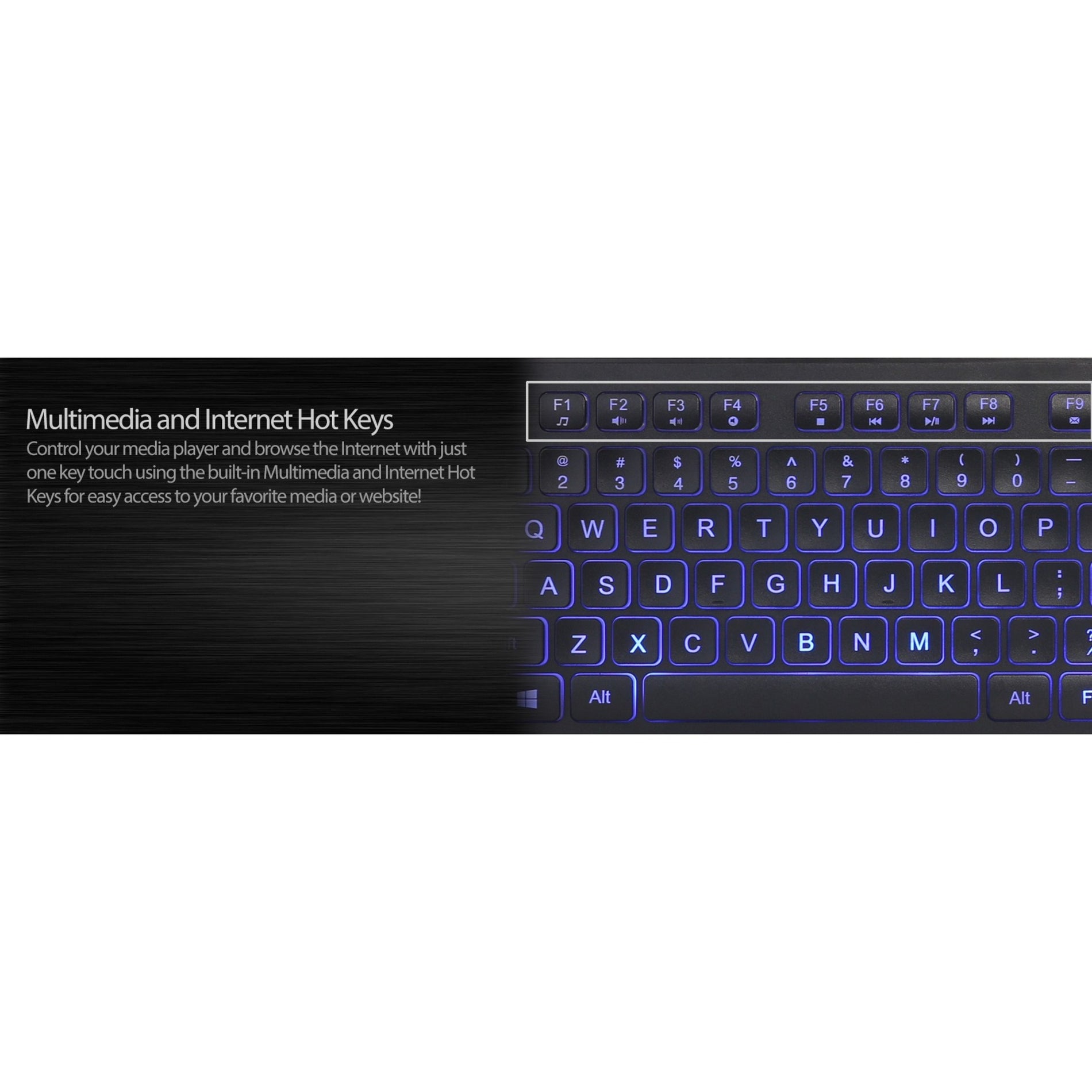 Adesso AKB-139EB Large Print Illuminated Desktop Keyboard, Backlit, Water Resistant, Quiet Keys