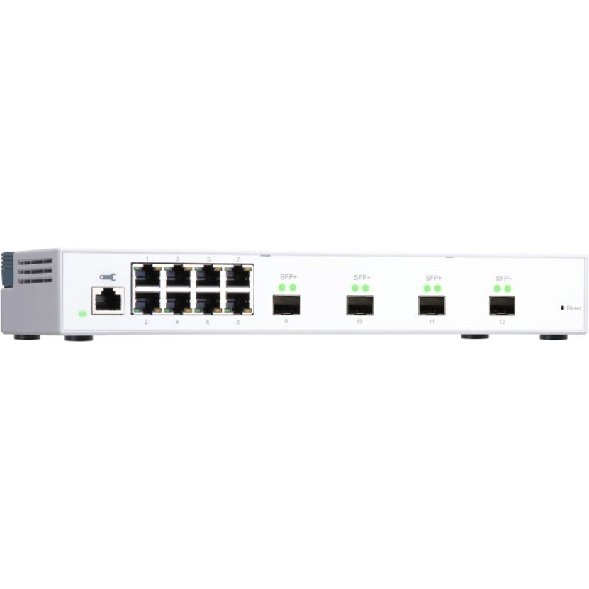 QNAP QSW-M408S-US QSW-M408S Ethernet Switch, 10GBase-X, 10/100/1000Base-T, 4 SFP+ Slots, 8 Gigabit Ethernet Ports