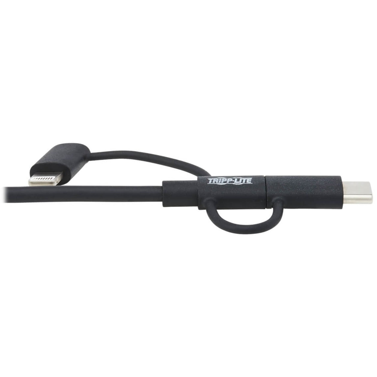 Tripp Lite M101-006-LMC-BK USB-A to Lightning, USB Micro-B and USB-C Sync/Charge Cable, Black, 6 ft.