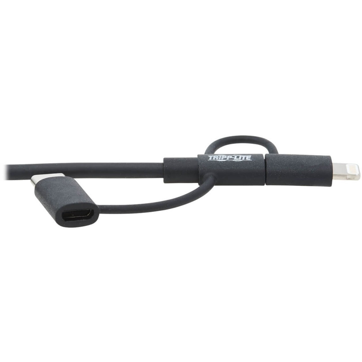 Tripp Lite M101-006-LMC-BK USB-A to Lightning, USB Micro-B and USB-C Sync/Charge Cable, Black, 6 ft.