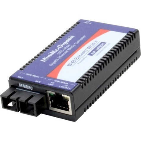B+B SmartWorx IMC-371-MM-PS 10/100/1000Mbps Miniature Media Converter, Multi-mode, Gigabit Ethernet, 1804.46 ft Distance