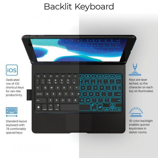 Typecase KB201T-102BLK-B-B0 Flexbook Touch iPad Pro 10.2"/10.5" Keyboard Case w/ Touchpad, Black