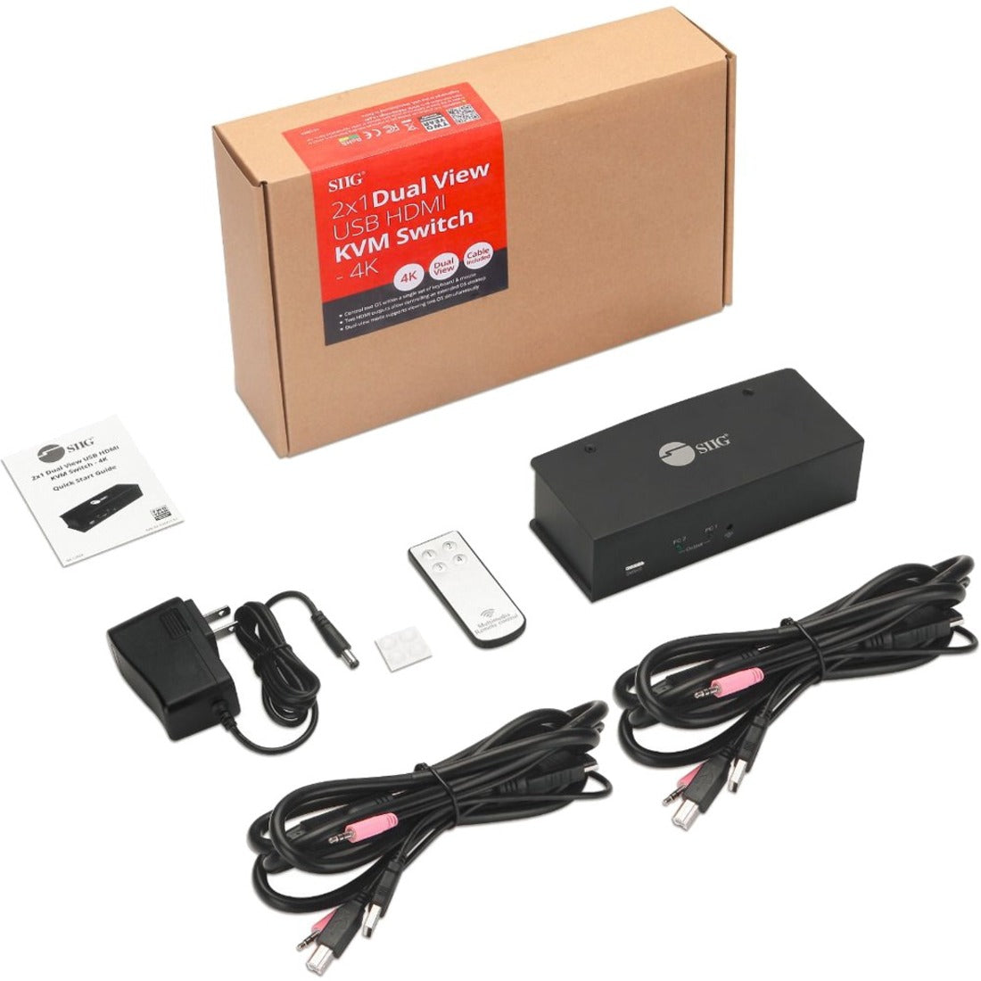SIIG CE-KV0711-S1 2x1 Dual View USB HDMI KVM Switch - 4K, Dual Display or Extended Display