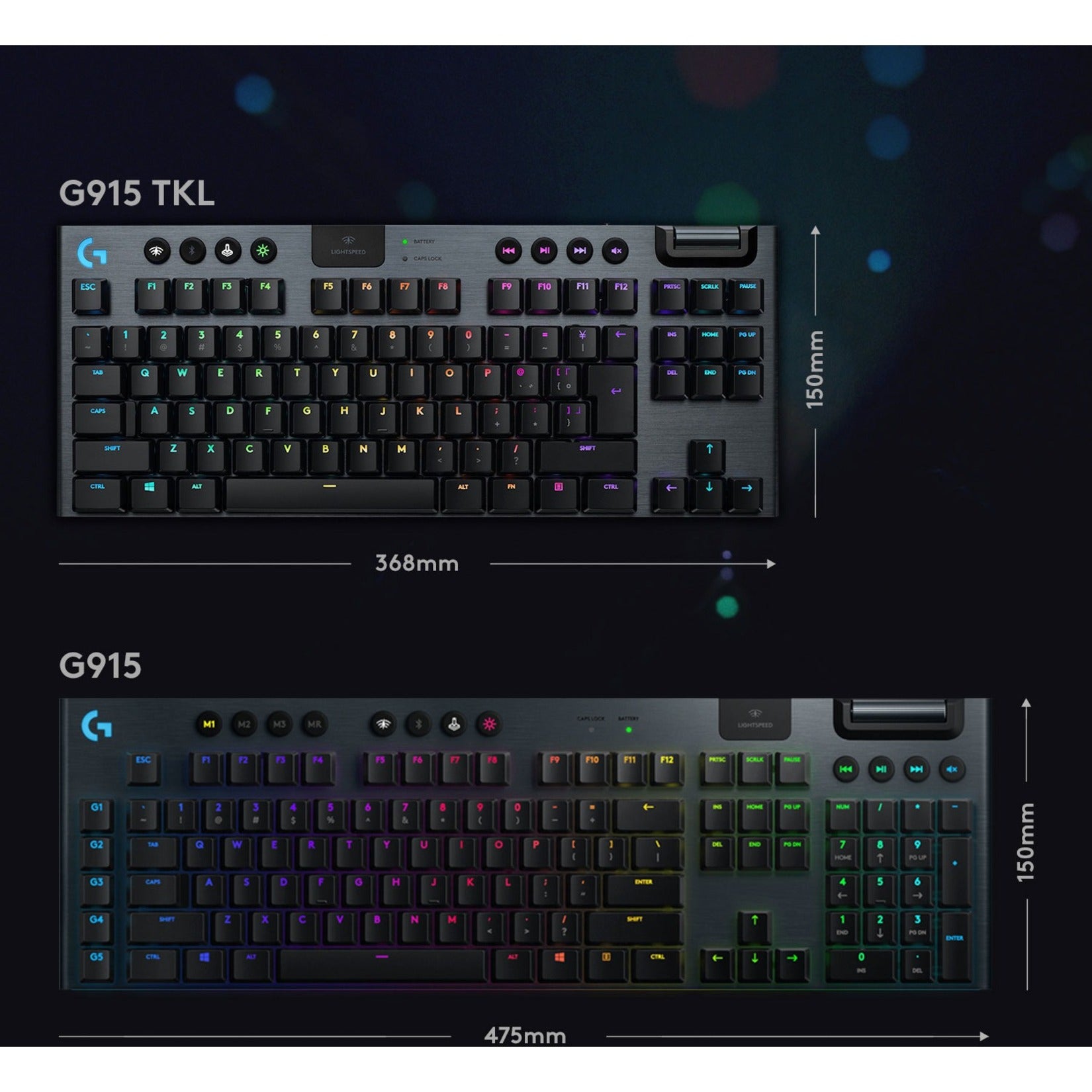 Logitech G915 TKL Teclado Mecánico Inalámbrico RGB para Juegos