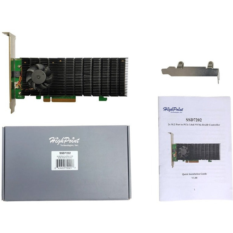 HighPoint SSD7202 Low-Profile bootable NVMe RAID Controller, PCIe 3.0 x16, 2 M.2 Interfaces