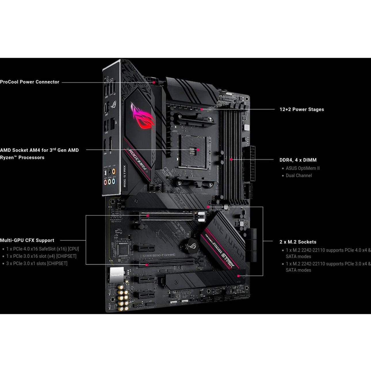 Asus ROG Strix B550-F GAMING Desktop Motherboard - AMD B550 Chipset - Socket AM4 - ATX [Discontinued]