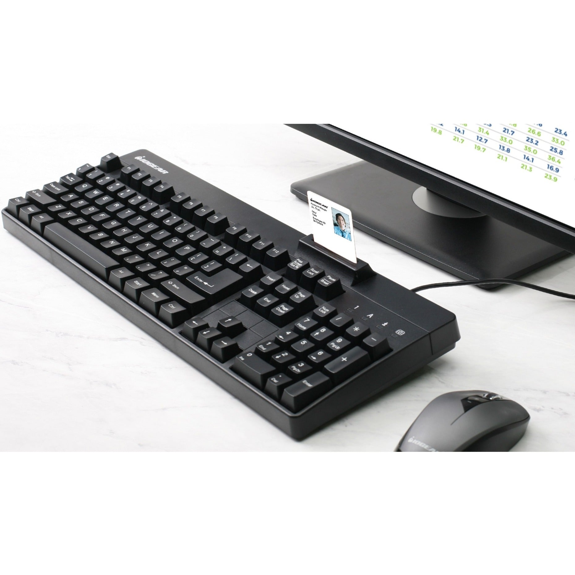 IOGEAR GKBSR202TAA 104-Key Keyboard w/ Built-in Common Access Card Reader, Plug and Play, Quiet Keys, Spill Resistant