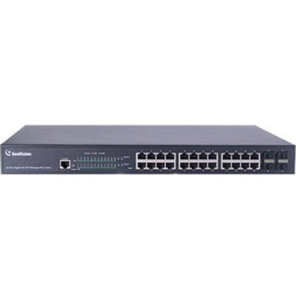 GeoVision GV-APOE2411 24-Port Gigabit 802.3at Web Management PoE Switch, 2 SFP Uplink Ports, 330W Power Consumption